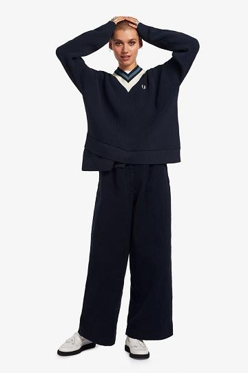 Fred Perry Tipped V-Neck Jumper Naisten Neuleet Syvä Harmaat | FI 1113XYUF